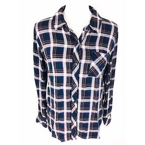 Rails Authentic Hunter Plaid Shirt Sz M Blouse Button Front Long Sleeve Flannel‎